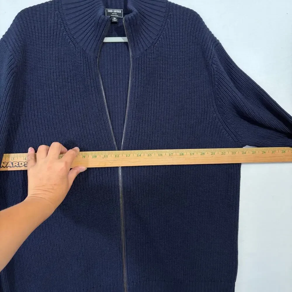 Todd Snyder Full Zip Sweater Men's XL Blue Knit Heavy Merino Wool